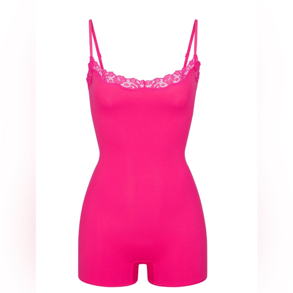 NWT SKIMS NEON ROSE ONESIE